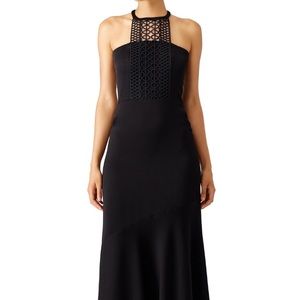 Shoshanna Black Embroidered Neckline Gown
